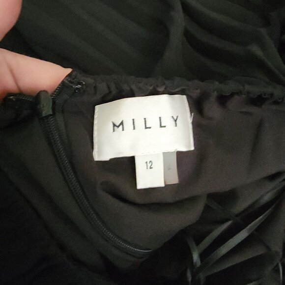 NEW Milly Kora Dress Maxi Womens 12 Pleated Halter Backless Black Retail $595 - Picture 6 of 11